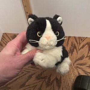 Scholastic Furry Friends Stuffed Plush Black White Kitty Cat Kitten Amber Eyes